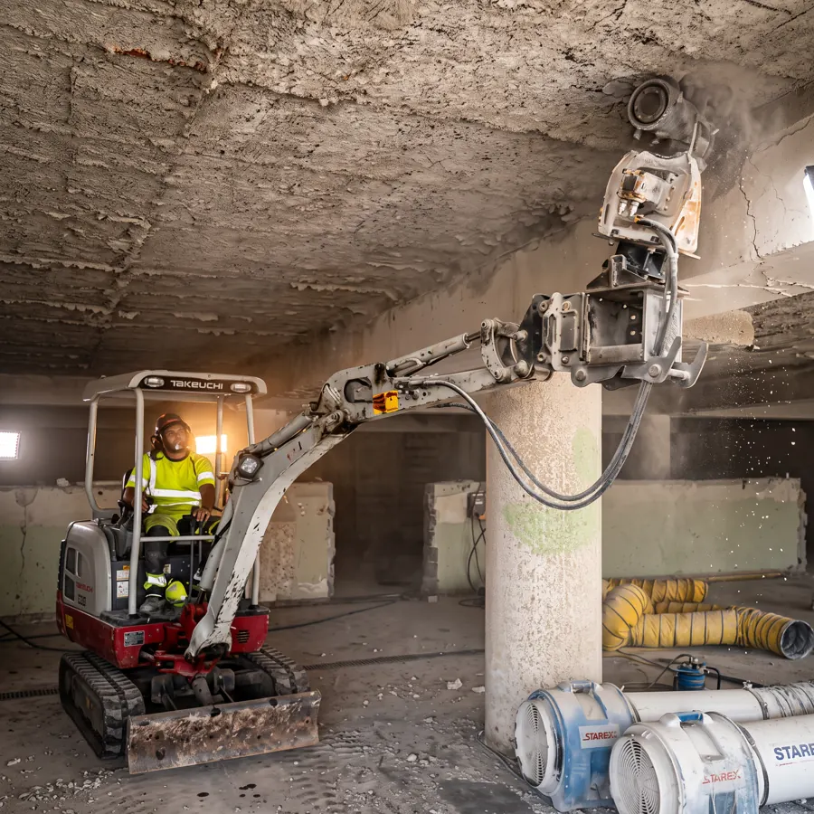 Betonfræsning under betondæk